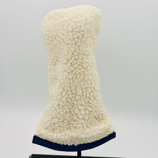 Cream Sherpa Driver Headcover w/ Navy Trim - Just4Golf
