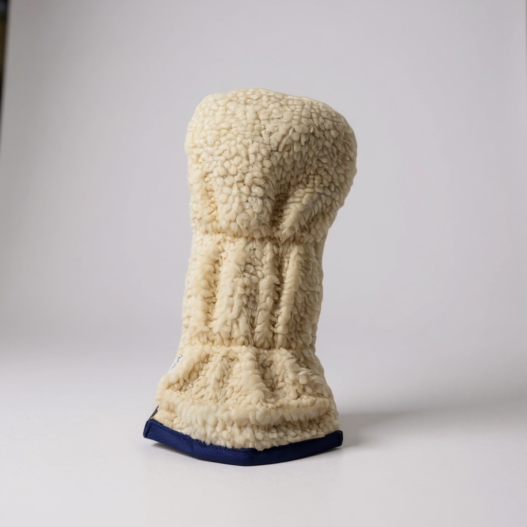 Cream Sherpa Driver Headcover w/ Navy Trim - Just4Golf