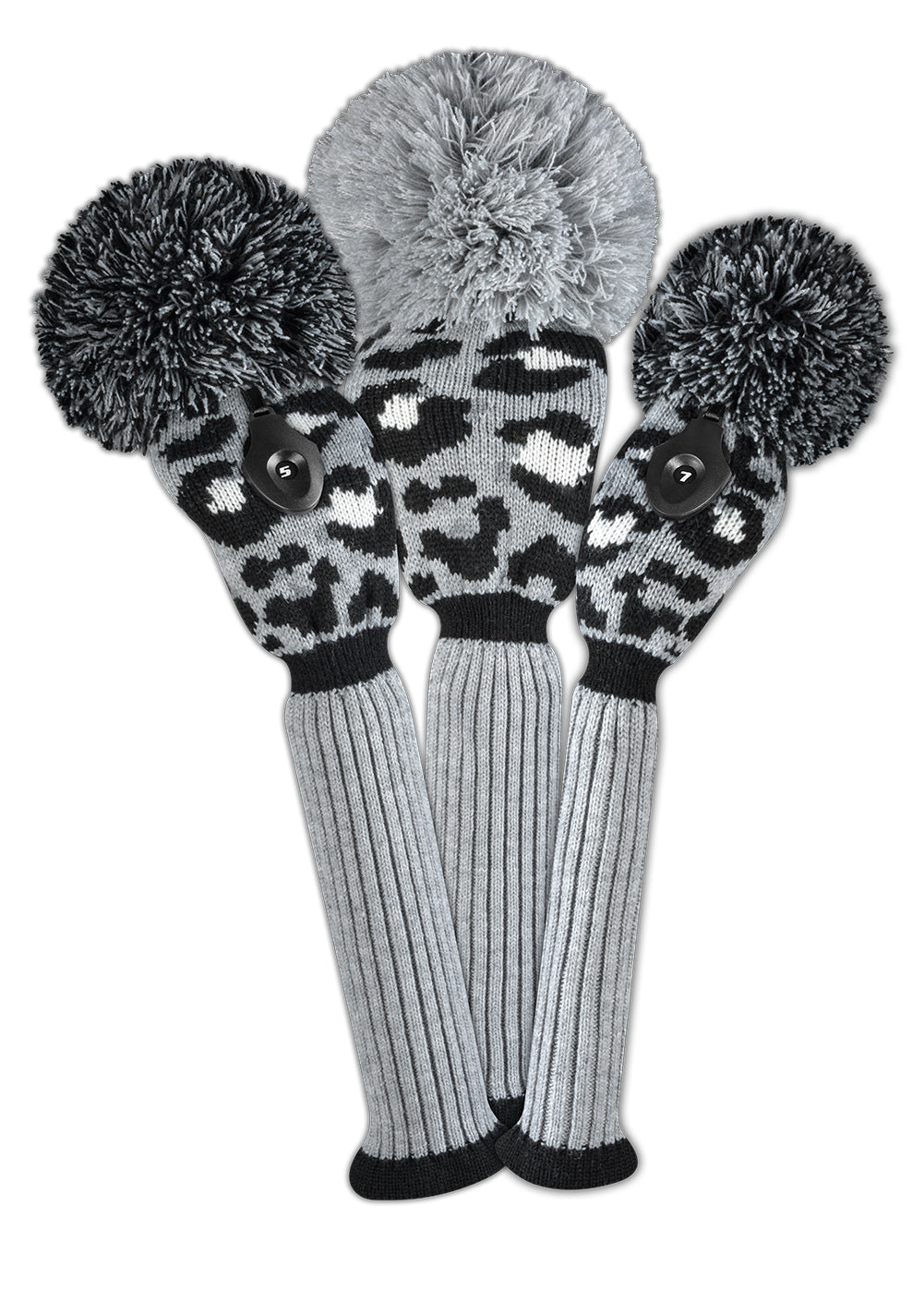 Leopard Headcover Set - Gray, Black, White
