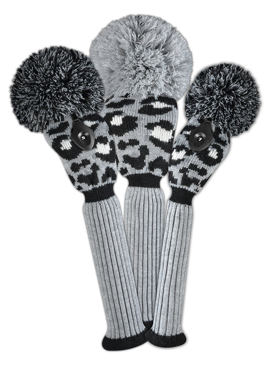 Gray, Black & White Leopard Headcover Set - Just4Golf