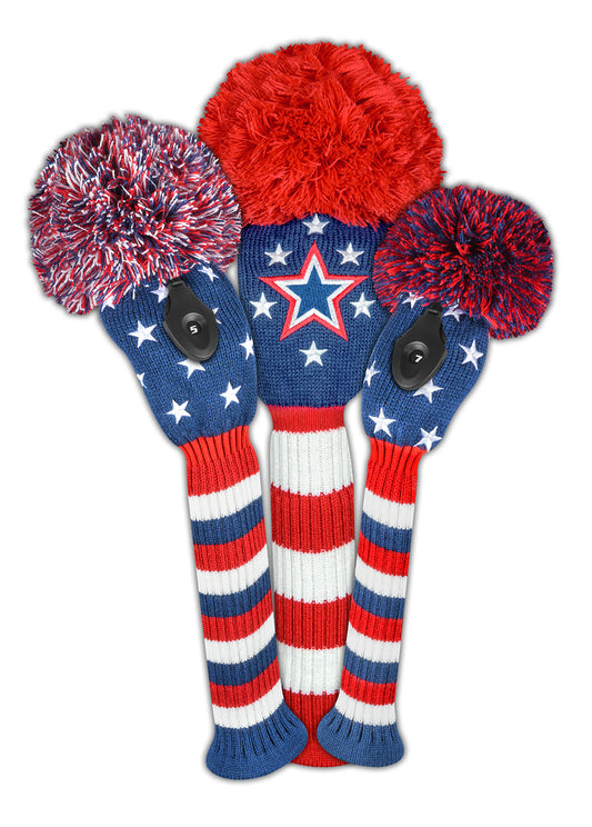 Stars & Stripes Headcover Set - Red, White, Blue