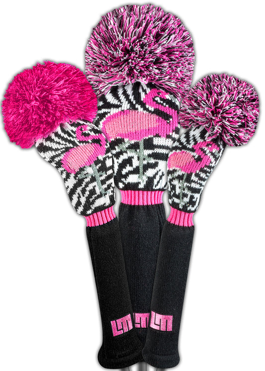 Pink Savage Flamingos Headcover Set (Driver, Wood, Fairway) - Just4Golf
