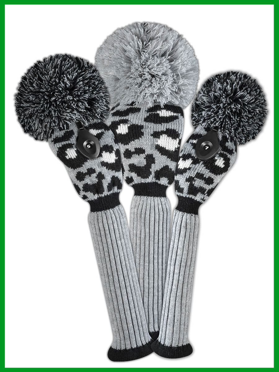 Gray, Black & White Leopard Headcover Set - Just4Golf