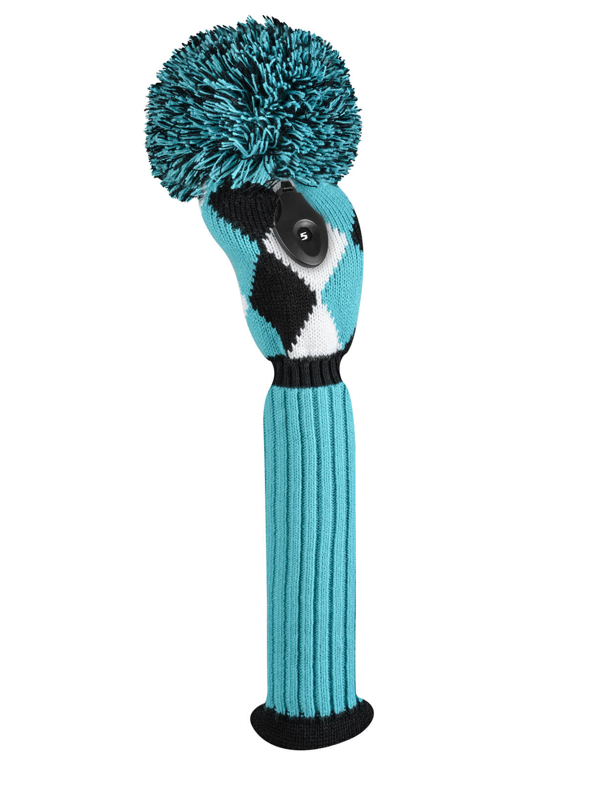 Turquoise, Black & White Diamond Knit Fairway Wood Headcover - Just4Golf