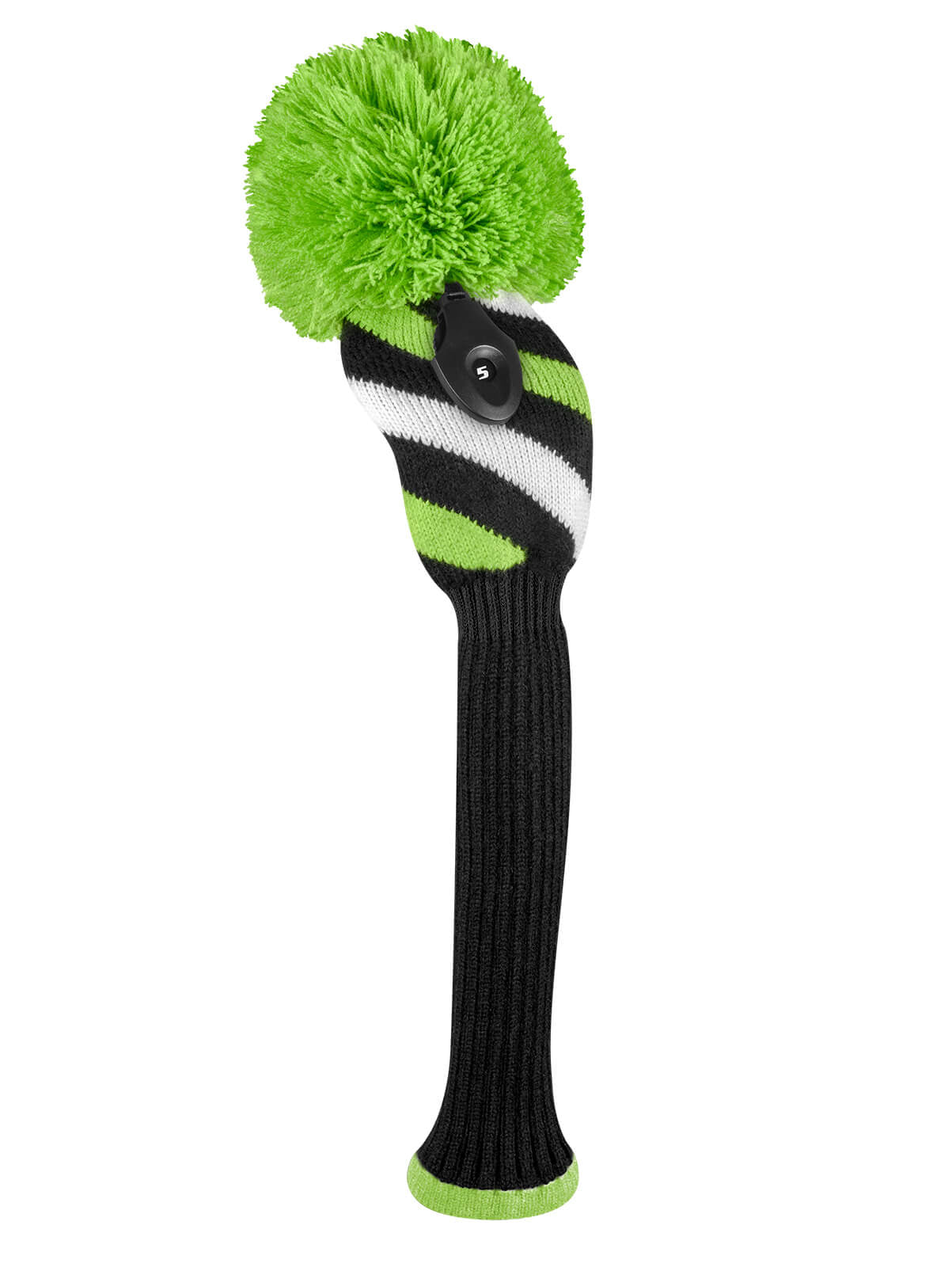 Diagonal Stripe Fairway Headcover - Black, Lime Green, & White