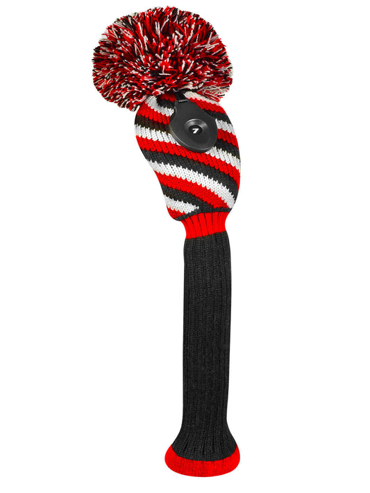 Just4Golf Diagonal Stripe Hybrid Knit Headcover - Red, Black, White