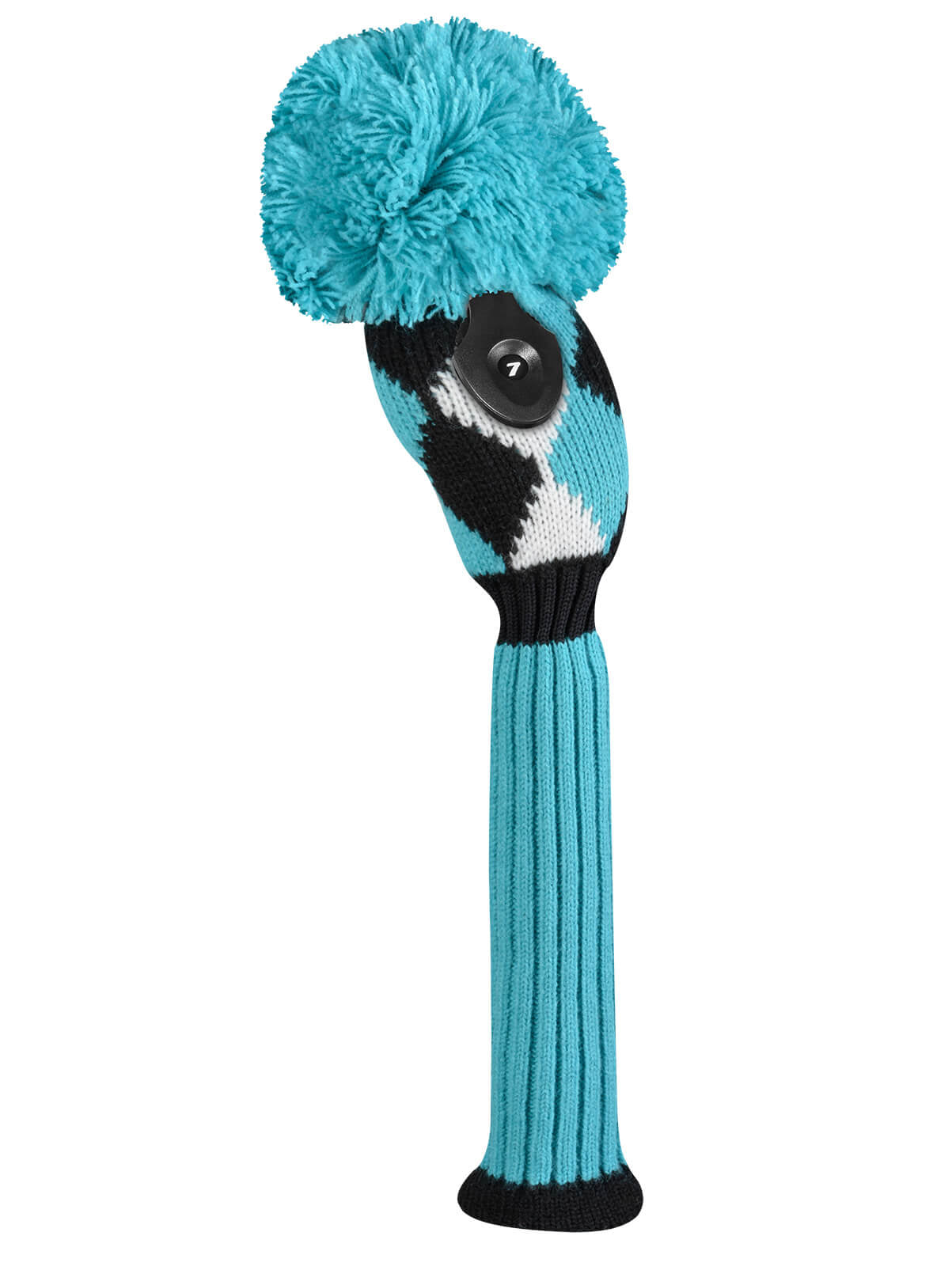 Turquoise, White & Black Diamond Knit Hybrid Headcover - Just4Golf
