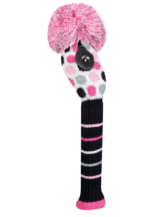 White, Pink & Black Small Dot Hybrid Headcover - Just4Golf