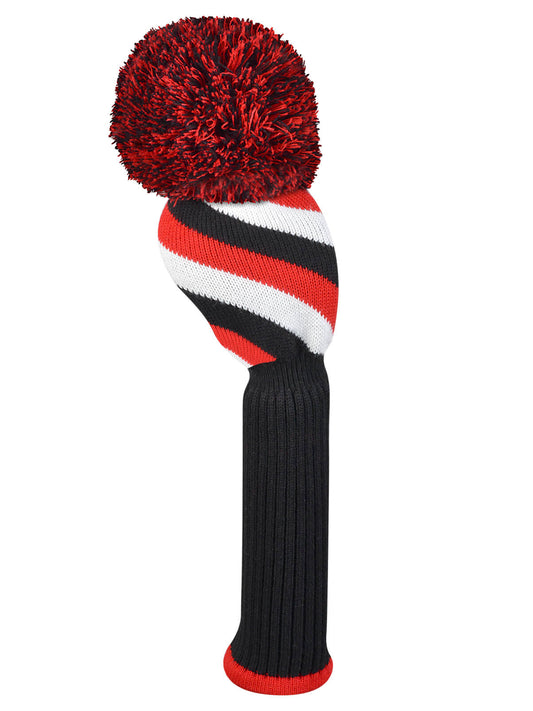 Just4Golf Diagonal Stripe Driver Knit Headcover - Red, Black, White