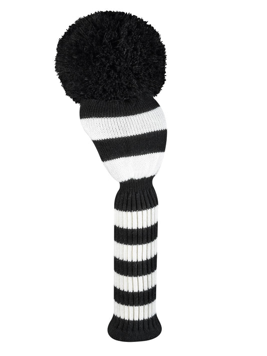 Just4Golf Black & White Stripe Knit Driver Headcover