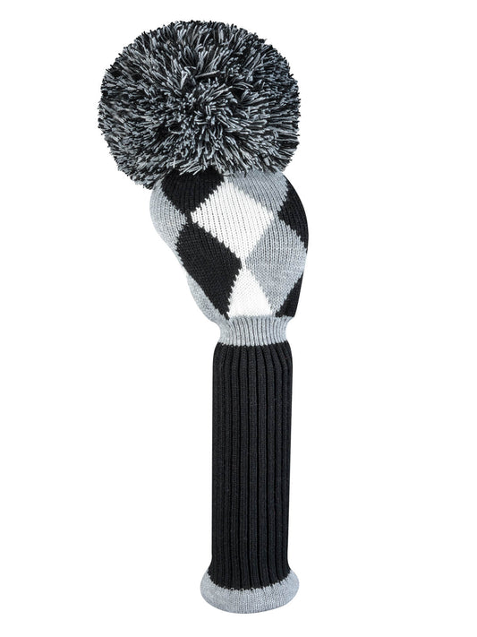 Just4Golf Diamond Driver Knit Headcover - Gray, Black, White