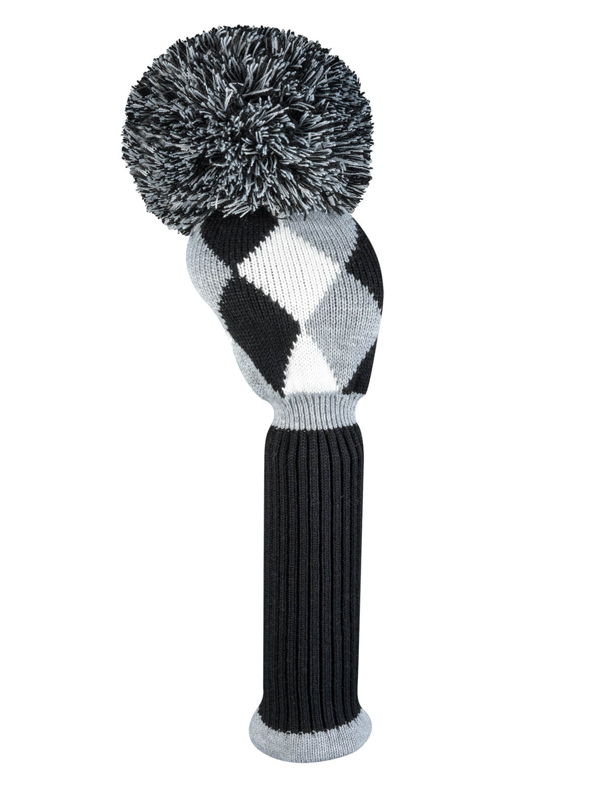 Gray, Black & White Diamond Driver Knit Headcover - Just4Golf