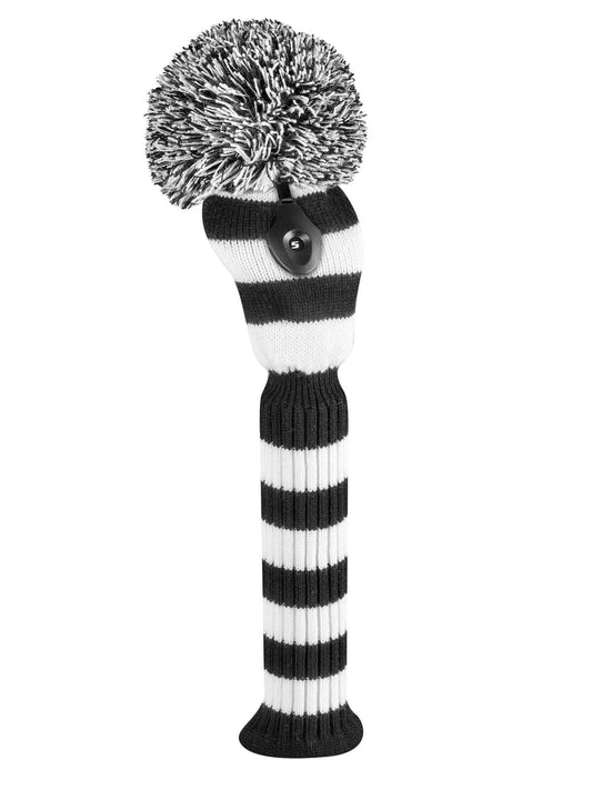 Just4Golf Black & White Stripe Knit Fairway Wood Headcover
