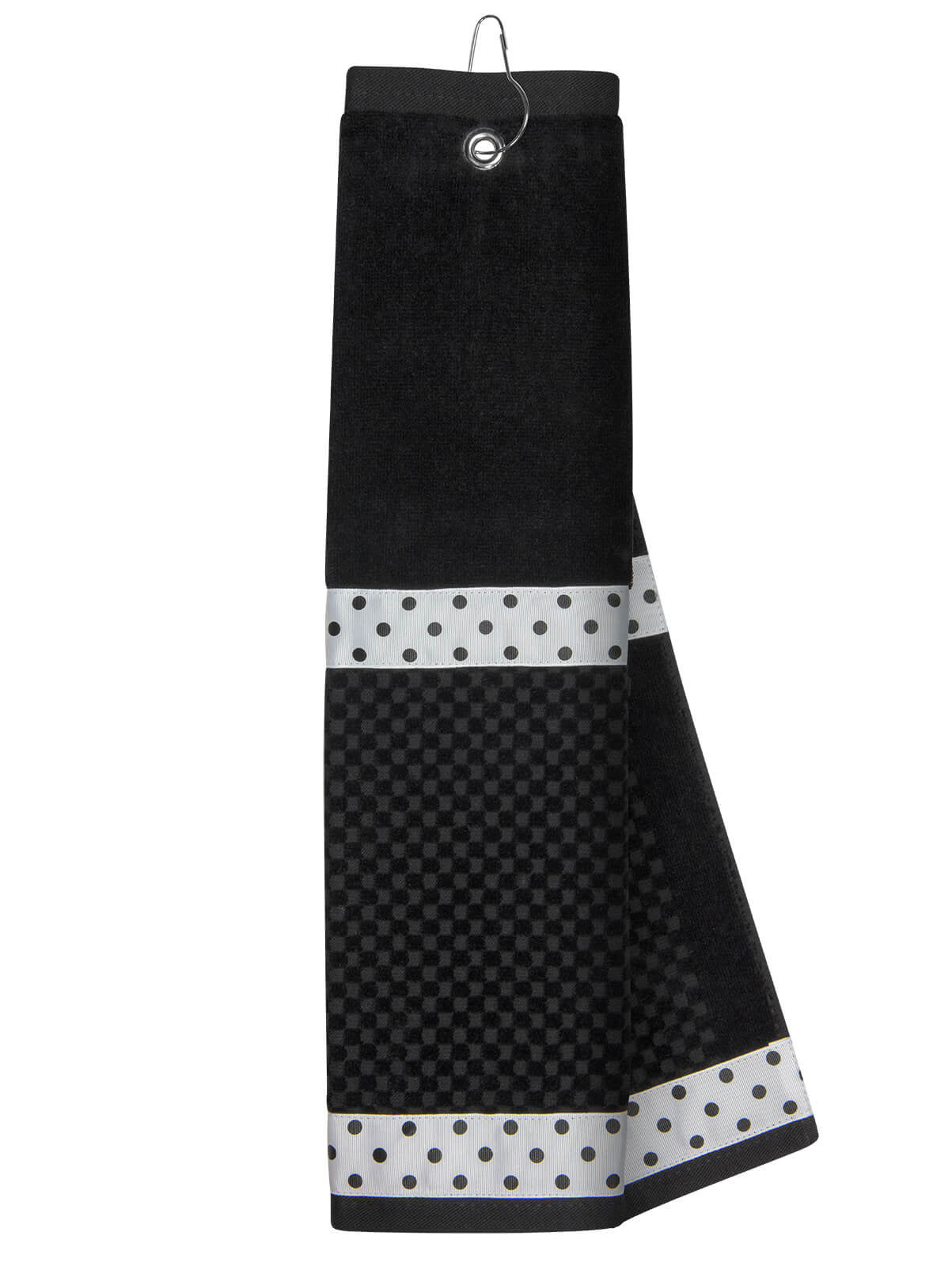 Just4Golf Black Golf Towel with Ribbon