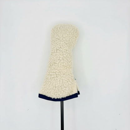 Cream Sherpa Hybrid Headcover w/ Navy Trim - Just4Golf