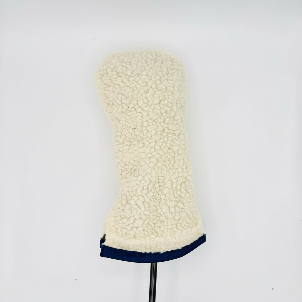 Cream Sherpa Driver Headcover w/ Navy Trim - Just4Golf