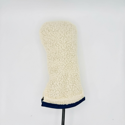 Cream Sherpa Driver Headcover w/ Navy Trim - Just4Golf
