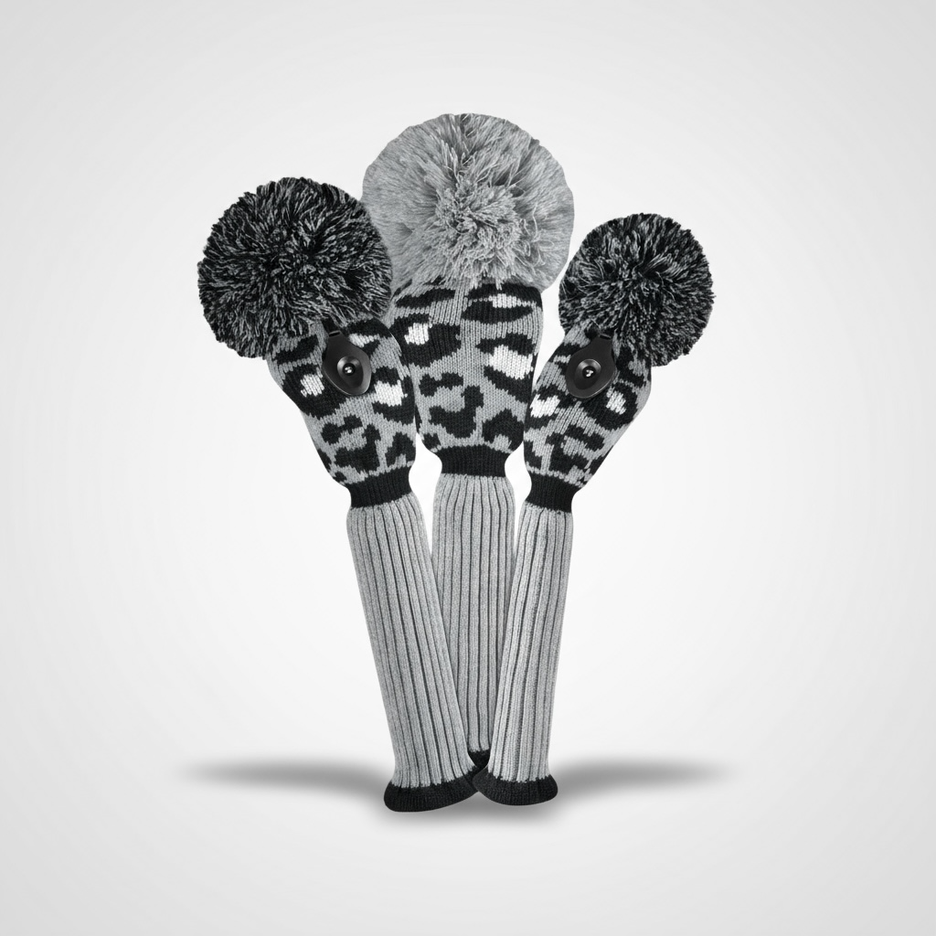 Gray, Black & White Leopard Headcover Set - Just4Golf