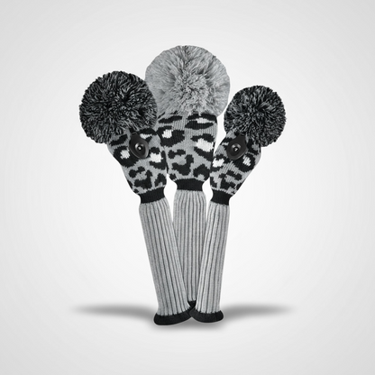 Gray, Black & White Leopard Headcover Set - Just4Golf