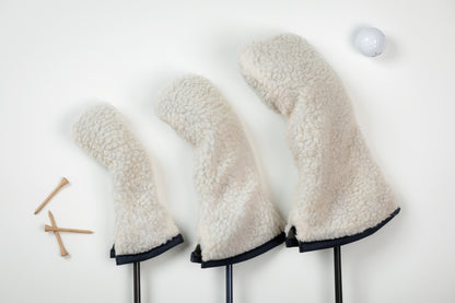 Cream Sherpa Headcover Set (Driver, Wood, Hybrid) - Just4Golf