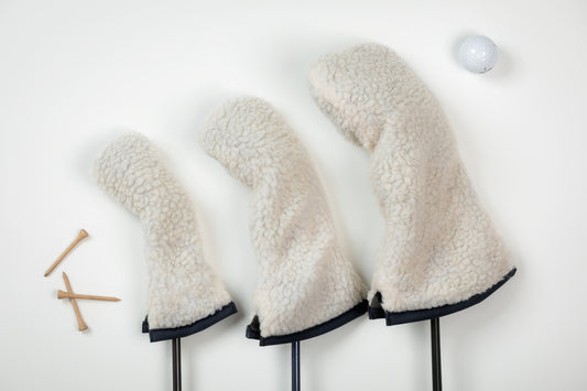 Cream Sherpa Headcover Set (Driver, Wood, Hybrid) - Just4Golf