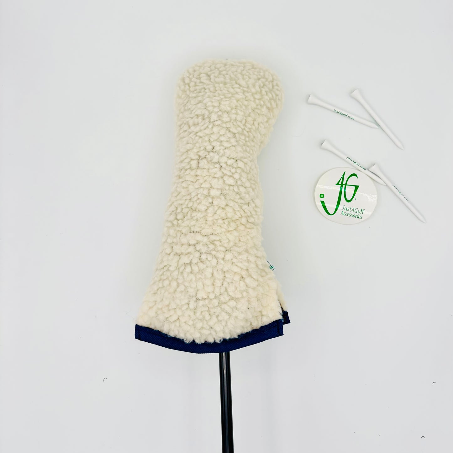 Cream Sherpa Hybrid Headcover w/ Navy Trim - Just4Golf