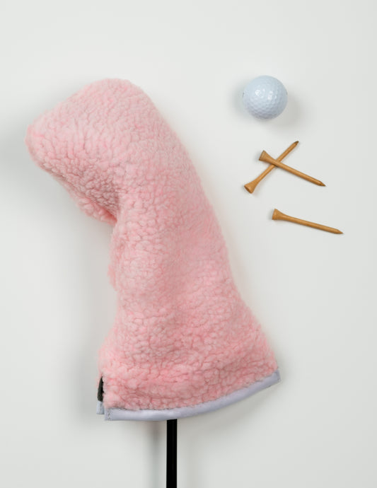 Pink Sherpa Driver Headcover w/ White Trim - Just4Golf