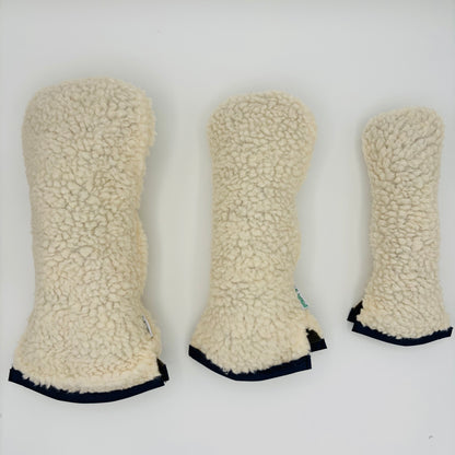 Cream Sherpa Headcover Set (Driver, Wood, Hybrid) - Just4Golf