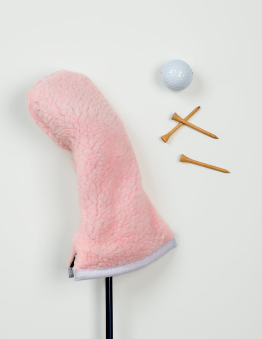 Pink Sherpa Fairway Wood Headcover w/ White Trim - Just4Golf