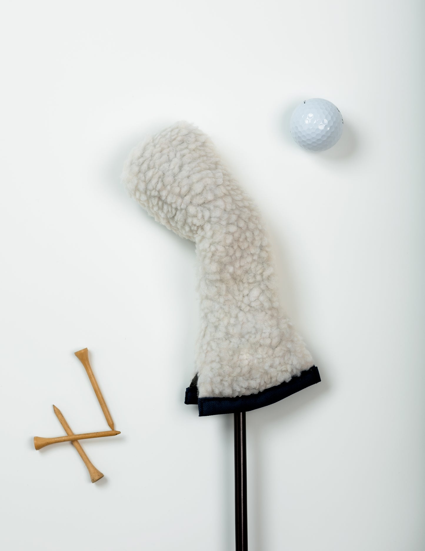 Cream Sherpa Hybrid Headcover w/ Navy Trim - Just4Golf