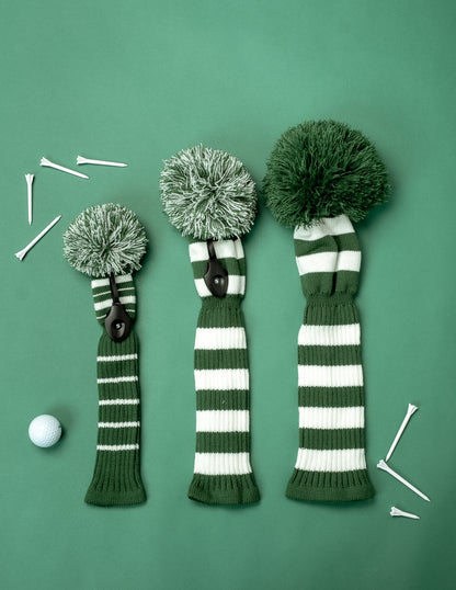 Green & White Headcover Set (Driver, Wood, Hybrid) - Just4Golf