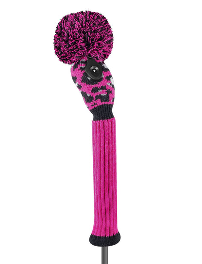 Hot Pink & Black Leopard Knit Hybrid Headcover - Just4Golf