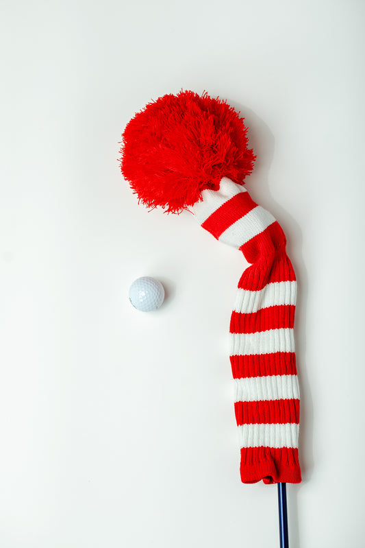 Red & White Striped Driver Headcover - Just4Golf