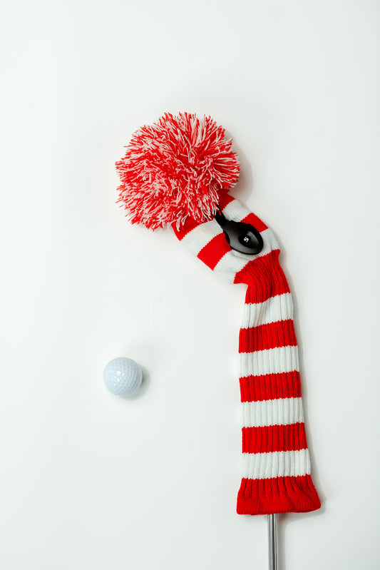 Red & White Striped Fairway Wood Headcover - Just4Golf