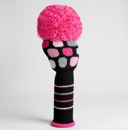 Pink, Black & Gray Multi Dot Driver Headcover - Just4Golf