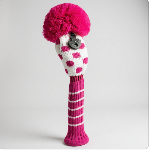 Pink & White Small Dot Hybrid Headcover - Just4Golf