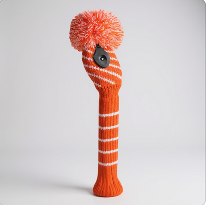 Orange & White Diagonal Stripe Hybrid Knit Headcover - Just4Golf