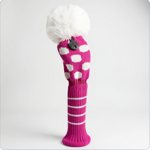 Pink & White Medium Dot Fairway Headcover - Just4Golf