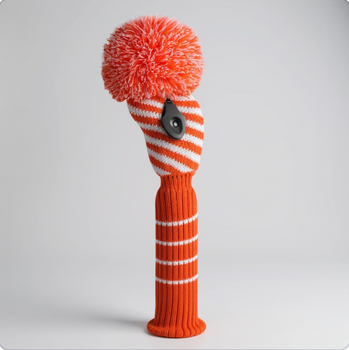 Orange & White Diagonal Stripe Fairway Knit Headcover - Just4Golf