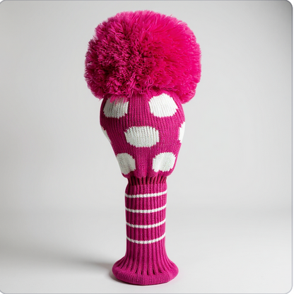 Pink & White Large Dot Driver Headcover - Just4Golf