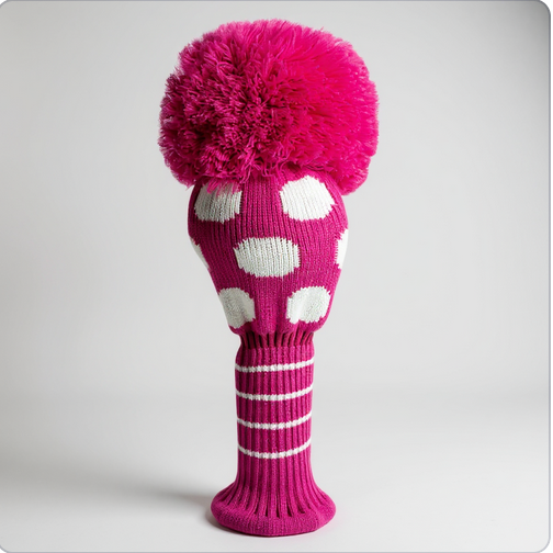 Pink & White Large Dot Driver Headcover - Just4Golf