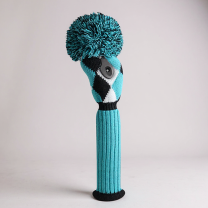 Turquoise, Black & White Diamond Knit Fairway Wood Headcover - Just4Golf