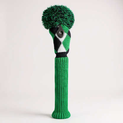 Green, Black & White Diamond Knit Fairway Wood Headcover - Just4Golf