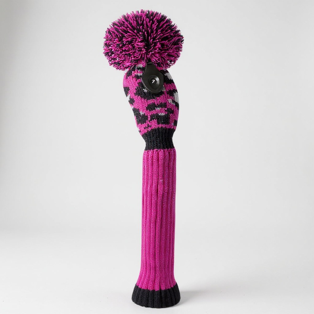 Hot Pink & Black Leopard Knit Hybrid Headcover - Just4Golf