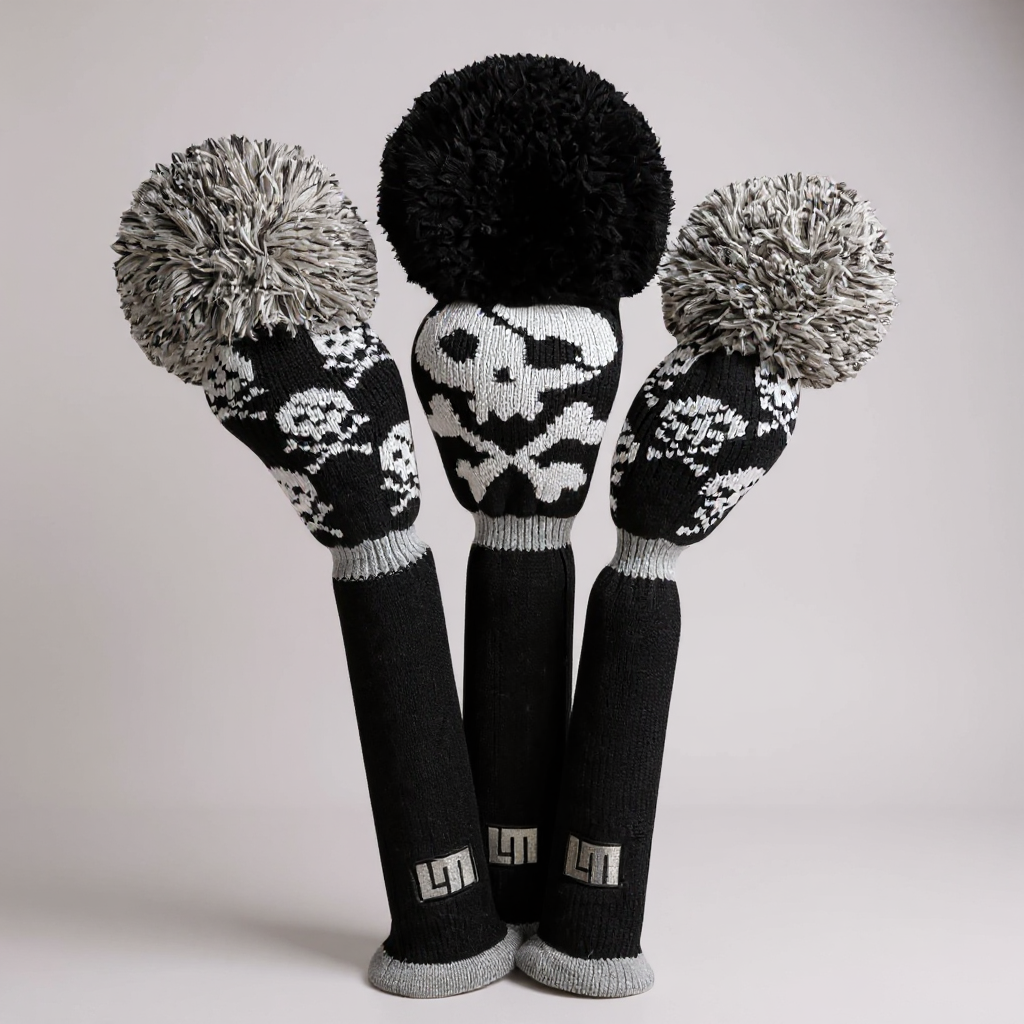 Black Shiver Skull Knit Headcover Set (Loudmouth Golf collab) - Just4Golf