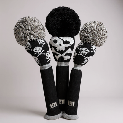 Black Shiver Skull Knit Headcover Set (Loudmouth Golf collab) - Just4Golf