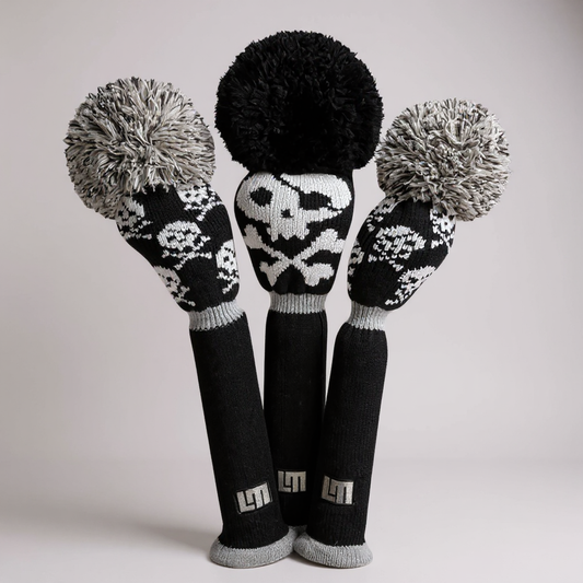 Black Shiver Skull Knit Headcover Set (Loudmouth Golf collab) - Just4Golf