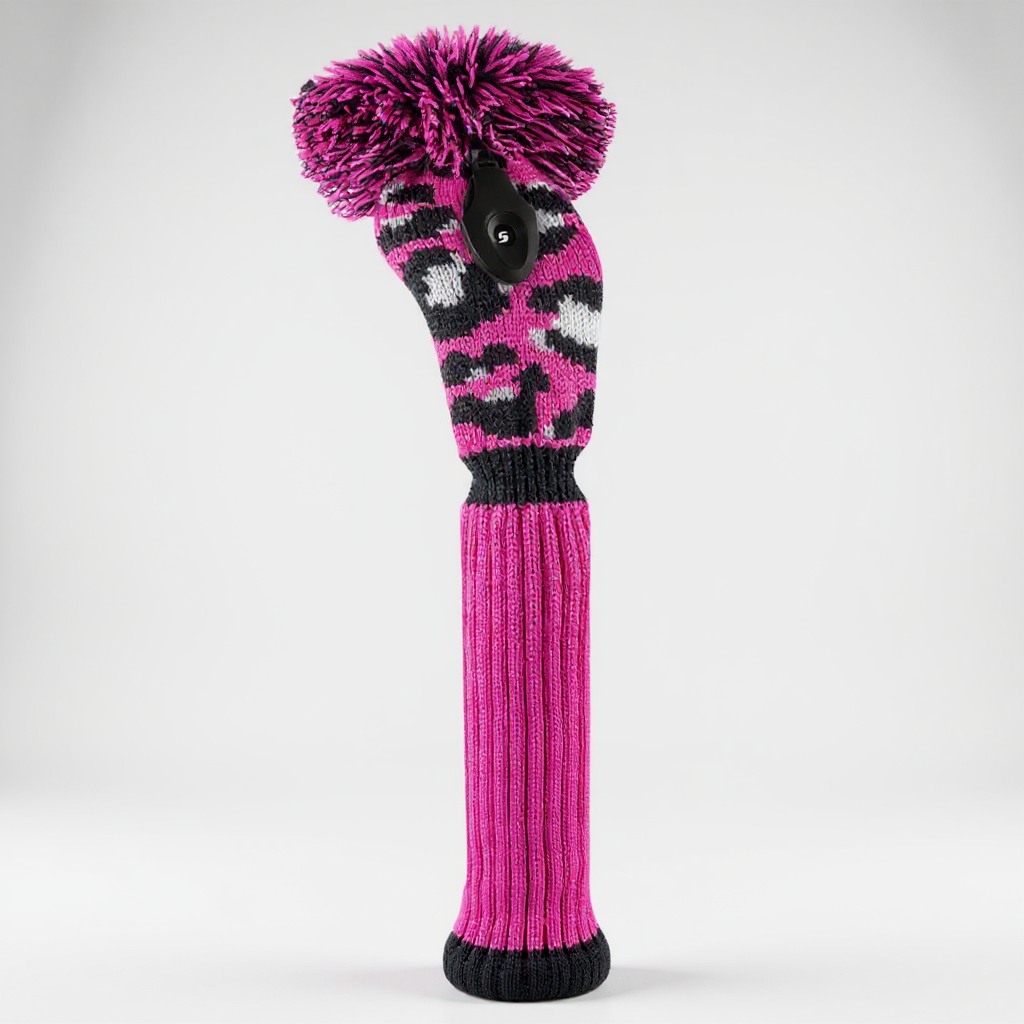 Hot Pink & Black Leopard Knit Fairway Wood Headcover - Just4Golf