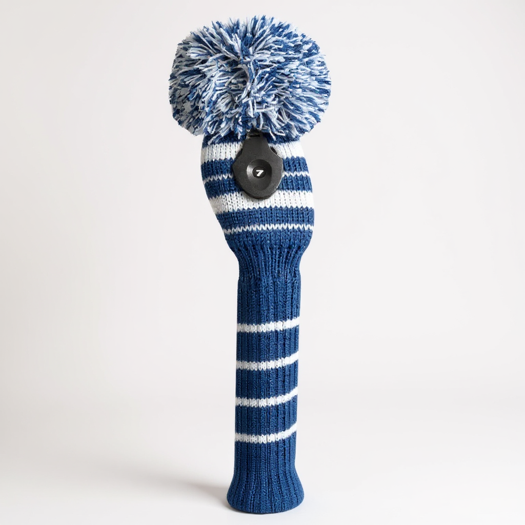 Navy & White Stripe Knit Hybrid Headcover - Just4Golf