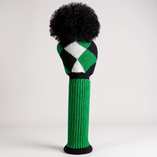 Green, Black & White Diamond Driver Knit Headcover - Just4Golf